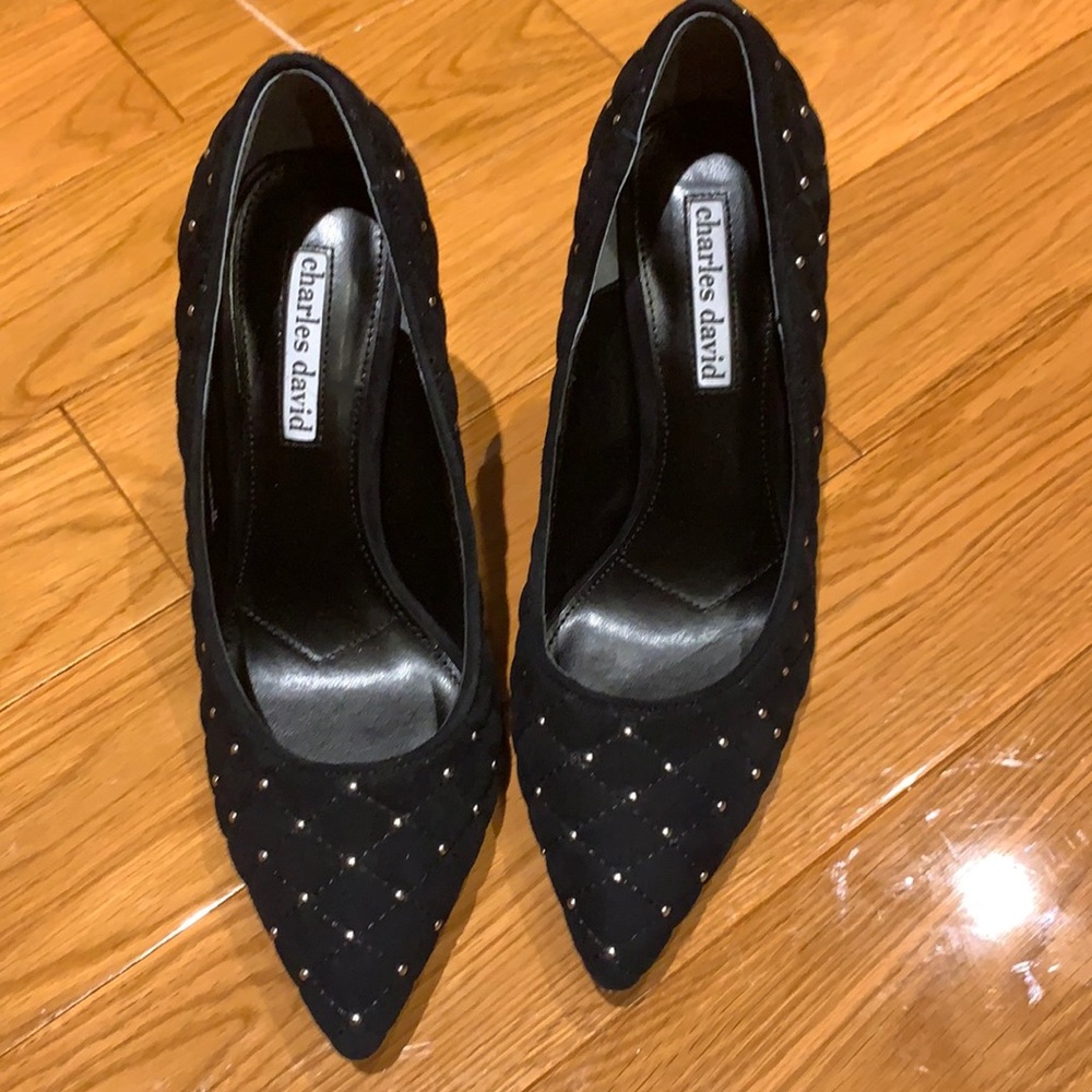 Black heels with silver detailing